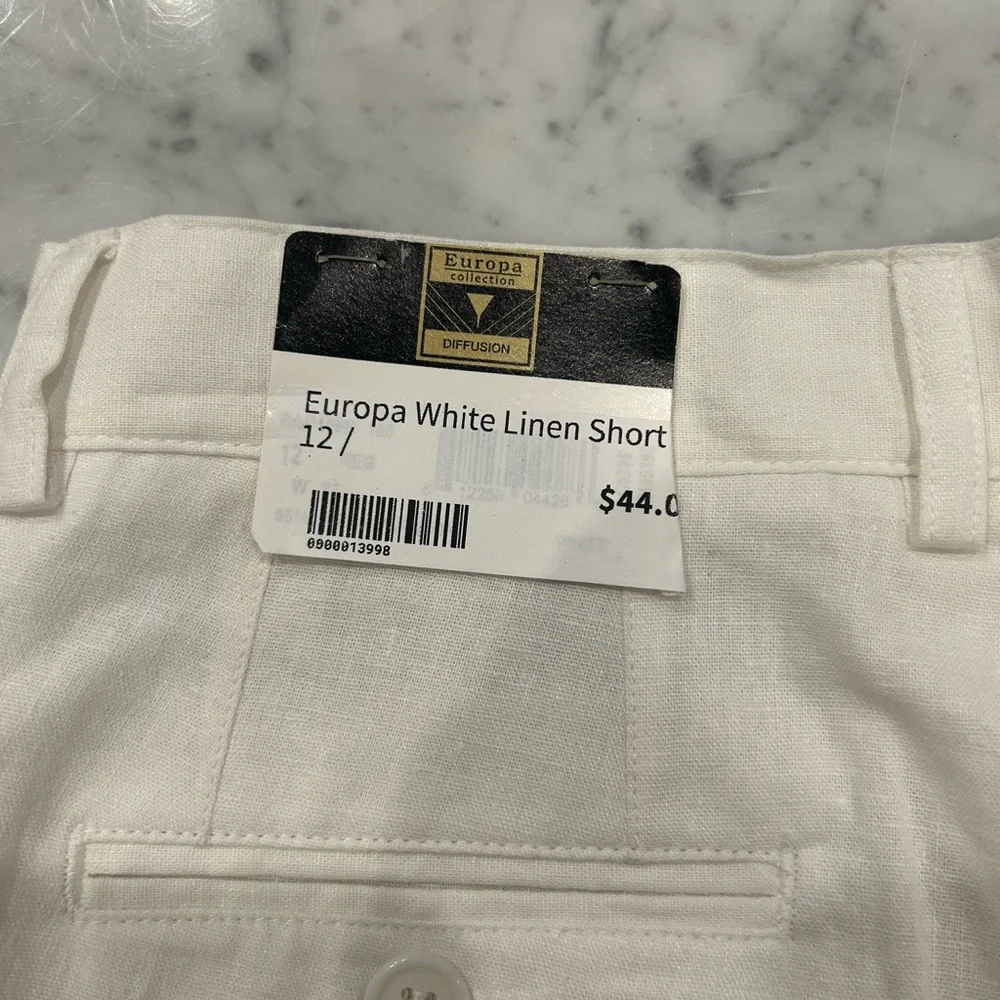 White Linen Bermuda shorts by Europa youth boys size 12. NWT - Picture 3 of 5